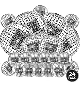 Inflatable Disco Ball Balloons Pack of 24 - 22” Silver Mylar Foil Disco Party Balloons with Star ...