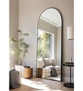 TinyTimes Arched Full Length Mirror, Floor Mirror with Stand, Large Full Body Mirror, Arch Wall M...