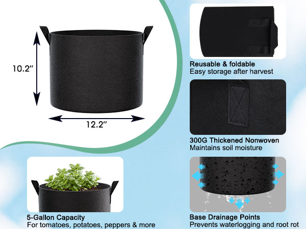 5 Gallon grow bags