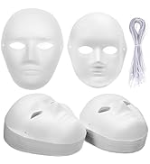 Nicunom 40 Pack DIY Full Face Masks, 2 Sizes Paintable White Plain Masks, Paper Mache Mask for Co...