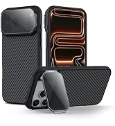 Nillkin for iPhone 17 Pro Max Magnetic Case,Carbon Fiber,Kickstand & Camera Cover [Compatible wit...