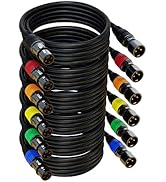 AuxLink XLR Cables, XLR Microphone Cable 25 ft 6 Pack, Gold-Plated 3-pin XLR Speaker Cable Male t...
