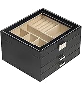 BOOVO Clear Lid Jewelry Box,3 Layers Jewelry Organizer Large Multi-Functional Jewelry Storage Box...