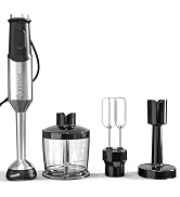 Immersion Blender, Heavy Duty Copper Motor, Stainless Steel Smart Stick with Egg Beaters, Potato ...