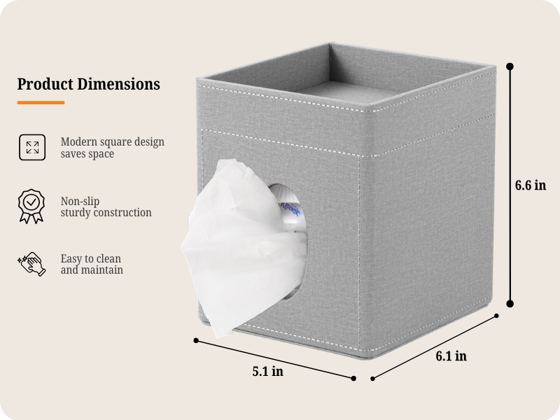grey tissue box cover square