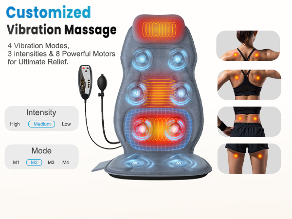Customized Vibration Massage 5 Vibration Modes, 3 intensities &10 PowerfulMotors for Relief