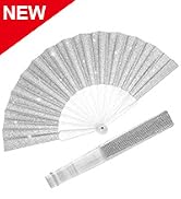 EOSAU Glitter Folding Hand Fans for Women Foldable Handheld Clack Fans for line Dancing, Wedding,...