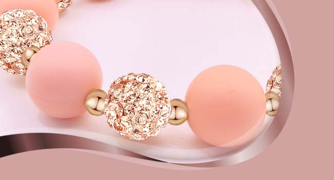 Silicone Beaded Keychain Wristlet Pink