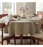H.VERSAILTEX Round Tablecloth Waffle Textured Waterproof Table Cloth Stain Resistant Wrinkle Free...