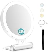 B Beauty Planet Magnifying Mirror with Light 30X, Double-Sided 1X/ 30X Magnifying Makeup Mirror w...