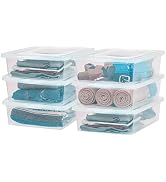 IRIS USA 6 Pack 28 Qt. Plastic Storage Container Bin with Latching Lid, Clear