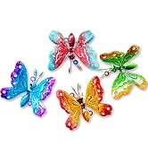 GIFTME 5 Metal Yard Art Outdoor Decorative for Patio Set of 4 Cute Butterflies Garden Wall Sculpt...