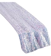 HOBBIESAY 2 Yards(1.83m) Sequin Iridescent Table Runner 15.75 Inch Sequin Tulle Fabric Blue Table...