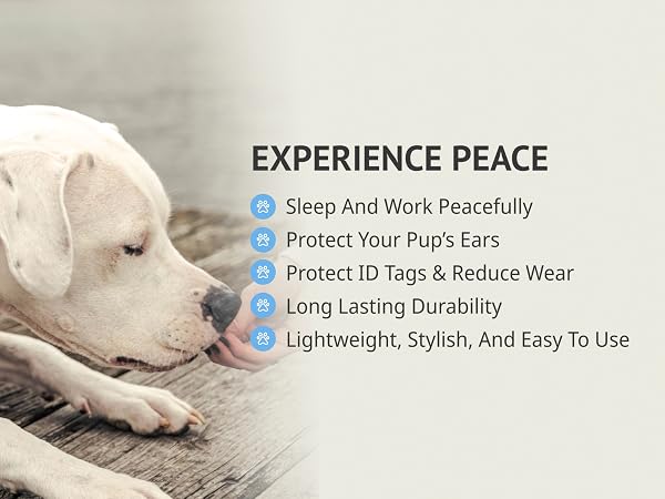 Durable dog tag silencer pouch holding multiple dog ID tags securely