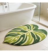twinklemon Leaf Tufted Rug Funny Monstera Plant Bathroom Rugs Soft Flocking Bath Rug Absorbent No...
