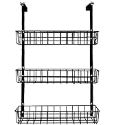 Over The Door Basket Organizer-3 Tier Hanging Mesh Pantry Storage Shelf, Multipurpose Over the Do...