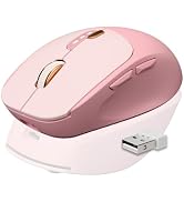 Dual-Mode Bluetooth Wireless Mouse with Visible Battery Indicator - Pink | Bluetooth 5.0 & 2.4G, ...