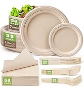 Gezond Compostable Paper Plates Set 300 Pieces Disposable Plates 10-inch Eco-friendly Paper Plate...
