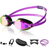 AzureWings Swim Goggles for Men Women – No Leak Anti-Fog UV HD Wide Vision, Racing & Swimming Gog...