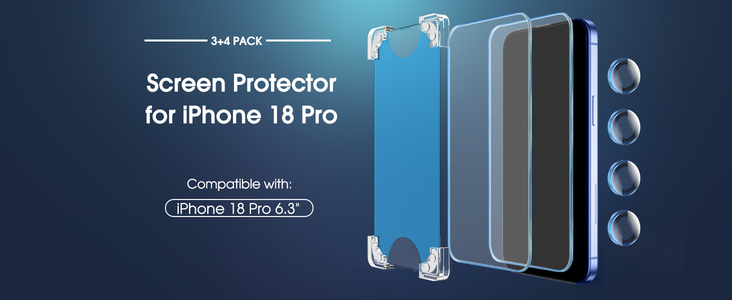 amFilm OneTouch for iPhone 18 Pro 6.3" Screen Protector Tempered Glass