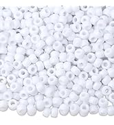 NUKAYAI 1000Pcs White Pony Beads Kit 6x9mm Perler Bulk Beads for Bracelets Crafts, Kandi Beads, H...