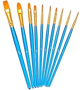 BOSOBO Paint Brush Set, 10pcs Round Pointed Tip Nylon Hair Artist Detail Paintbrushes, Profession...