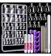 Teenitor 100pcs Clear Press on Toes Nails Tips with Nail Glue, Fake Toe Nails with Cuticle Pusher...