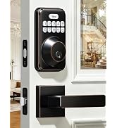 Veise Keyless Entry Door Lock with 2 Lever Handles, Electronic Backlit Keypad Deadbolt Set for Fr...
