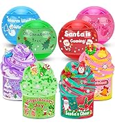 LAWOHO Christmas Stocking Stuffers for Kids, 4 Pack Christmas Slime Balls with Butter Slime & Xma...