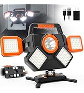 55W Rechargeable Work Light 5000LM, Foldable&Rotatable Magnetic LED Work Light with 6 Modes, 8000...