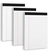 3 Pack White Legal Pads 8.5 x 11 Note Pads, Wide Ruled Notepads, Micro Perforated Lined Note Writ...