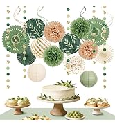 AOBKIAT Sage Green Party Decorations Kit for Birthday,Paper Decor with Flower,Lantern,Party Garla...