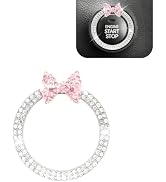 Pniwuno Pink Bow Car Push Start Button Cover, Bling Rhinestone Ignition Ring, Stylish Engine Star...