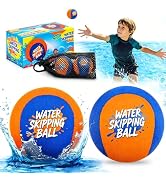 Korlon Tec Skipping Water Balls for Pool, 2 Pack Splash Skip Ball Water Bouncing Ball with Mesh B...