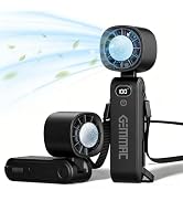 Gemmac Portable Handheld Turbo Fan with Ice Cooling, 5000mAh Personal Fan Rechargeable 5 Gear Hig...