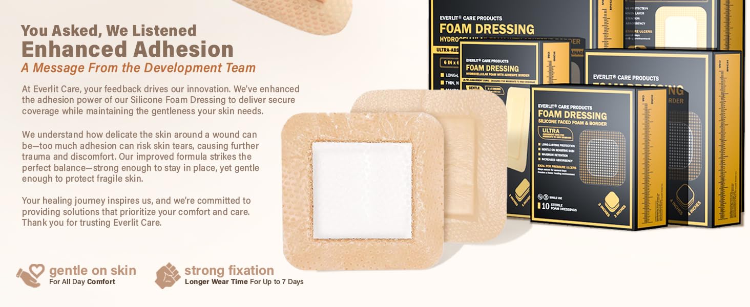 EVERLIT Silicone Foam Dressing One-Step Application for Advanced Wound Care with Improved Adhesion