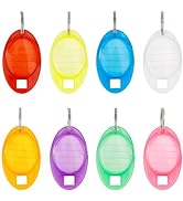 Uniclife 24 Pieces Tough Plastic Key Tags Oval Shaped Label Tag with Window and Split Ring, 8 Colors