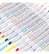 ZWIOT 30 Count Dual-Tip Highlighter Set, Assorted Pastel Colors, Quick-Dry Non-Bleeding Ink, Fine...