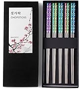 Hagary Cherry Blossom Rainbow Chopsticks Metal Chopsticks Reusable Designed In Korea Japanese Sty...