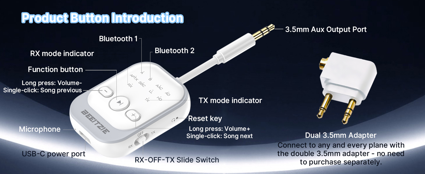 airplane bluetooth adapter for headphones
