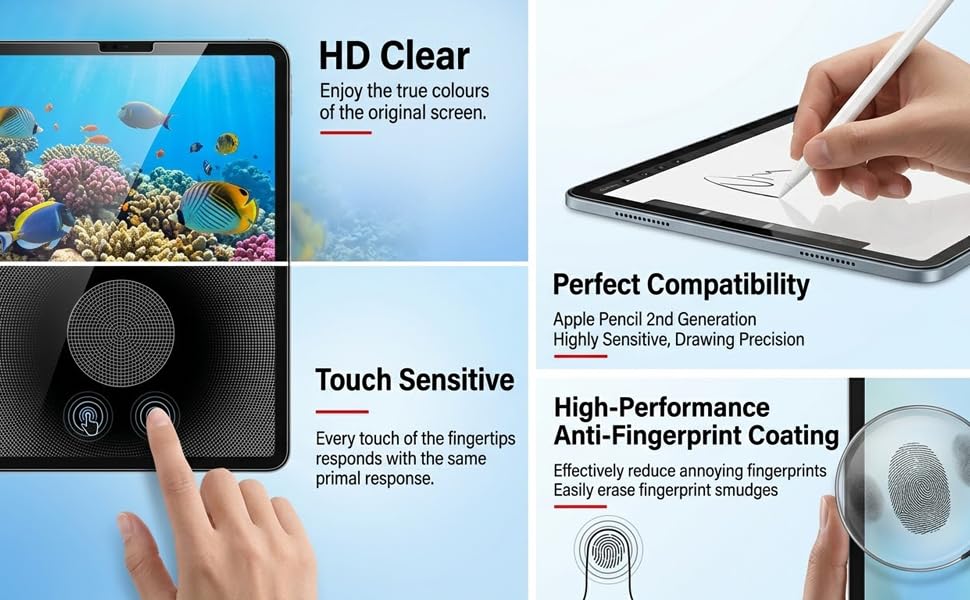 clear glass screen protector for ipad 11th generation with responsive touch sensitivity