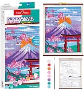 Faber-Castell Paper Scroll Painting Kit: Mount Fuji | Hanging Wall Art with Pre-Printed Design, R...