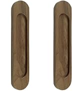 MOROBOR Self-Stick Oval Sliding Door Pulls, 2pcs Walnut Flush Pull Punch-Free Handle Furniture Pu...