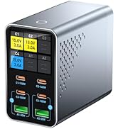 USB C Fast Charger Block, 6 Ports GaN III Chagring Station with Smart Screen Display, 140W PD PPS...