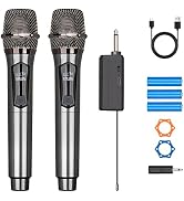 Depusheng Wireless Microphone,Rechargeable Wireless Dual Mic,Dual Handheld Dynamic Mic for Karaok...