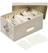Hiwhy Linen Photo Storage Box with Adjustable Hook and Loop Dividers, Holds 850 4"x6" Photos, Col...