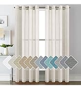 H.VERSAILTEX Natural Linen Sheer Curtains Flax Linen Blended Curtain Panels Living Room Sheer Cur...