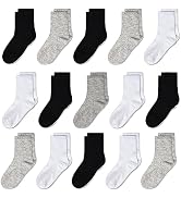 GENTABY Toddlers Kids Crew Socks 15 Pairs Boys Girls Socks Casual Athletic Dress Socks for Kids 1...