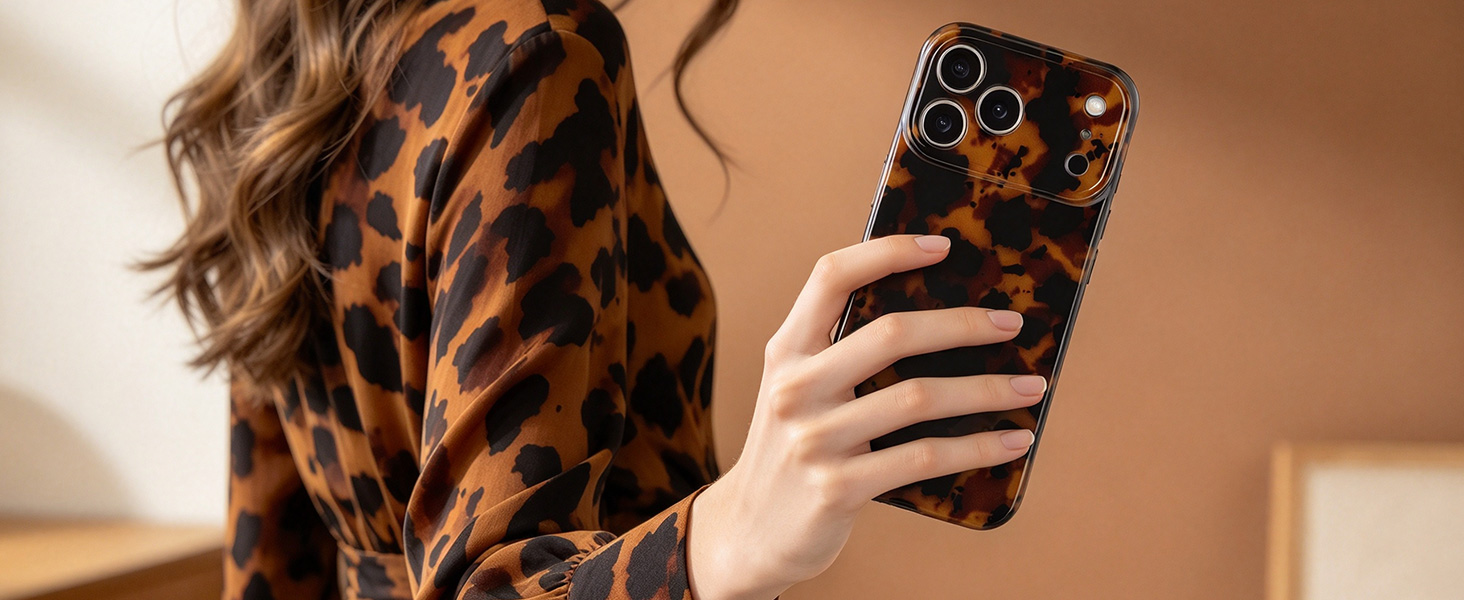 Wlxee for iPhone 17 Pro Max Case Aesthetic Tortoise Shell Leopard Pattern