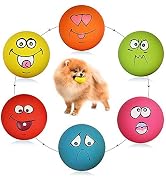 HDSX Smile Face Dog Squeaky Toys Soft Latex Squeak Balls for Puppy Small Pet Dogs 6 Pcs/Set